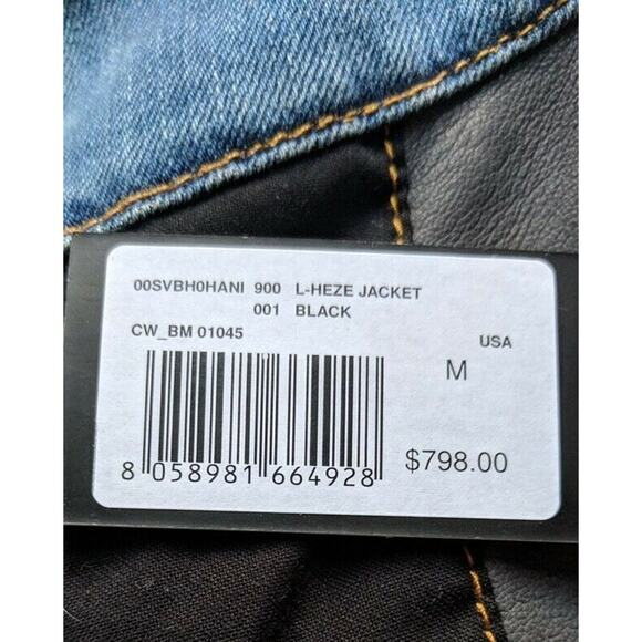 DIESEL Women's LEATHER JACKET Charcoal Gray L’HEZE Ruffle Detail NWT - Picture 6 of 10